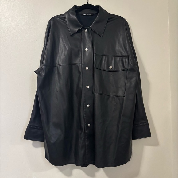 Zara Jackets & Blazers - Zara Black Faux Leather Jacket